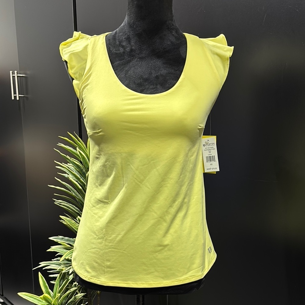 Eleven By Venis Williams, shelf bra lined,hummingbird short sleeve, stretch tank